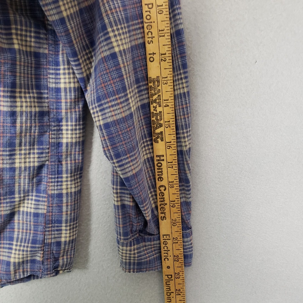 L.L Bean Flannel Button Up Blue Yellow Plaid 100% Cotton Fall Granola Girl Cabin - Picture 7 of 10